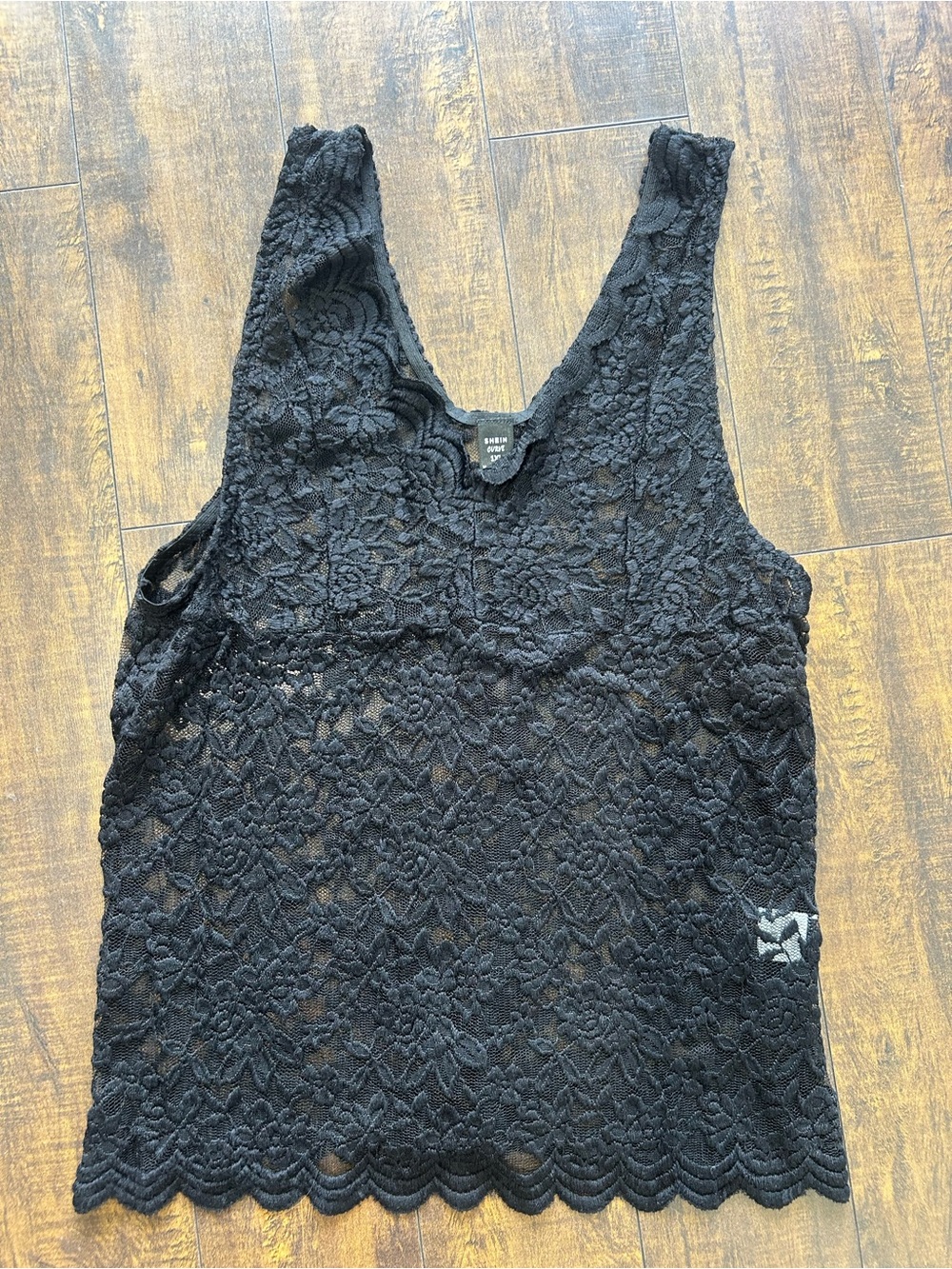 SHEIN Black Lace Curvy Tank - Floral Crochet Detail